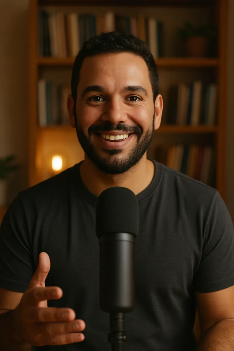 Exemplo de corte vertical 9:16 com o rosto centralizado e legenda